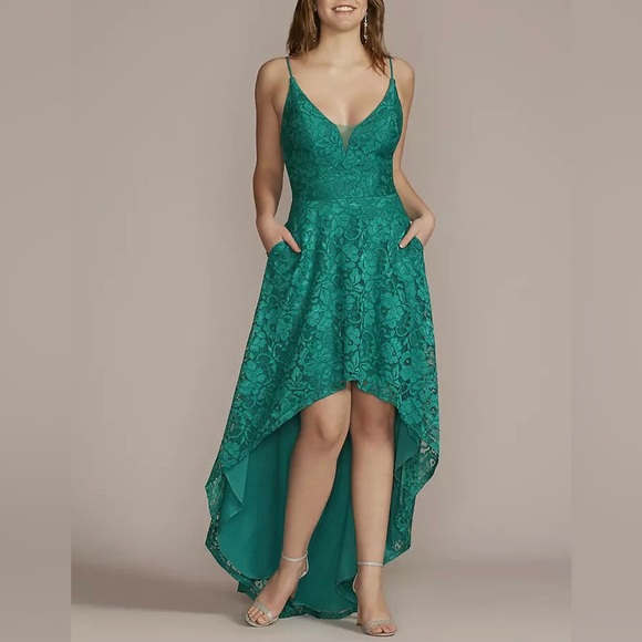 David's Bridal Dresses & Skirts - David’s Bridal High Low Dress Lace Jade Green Bridesmaid Prom Size 18
